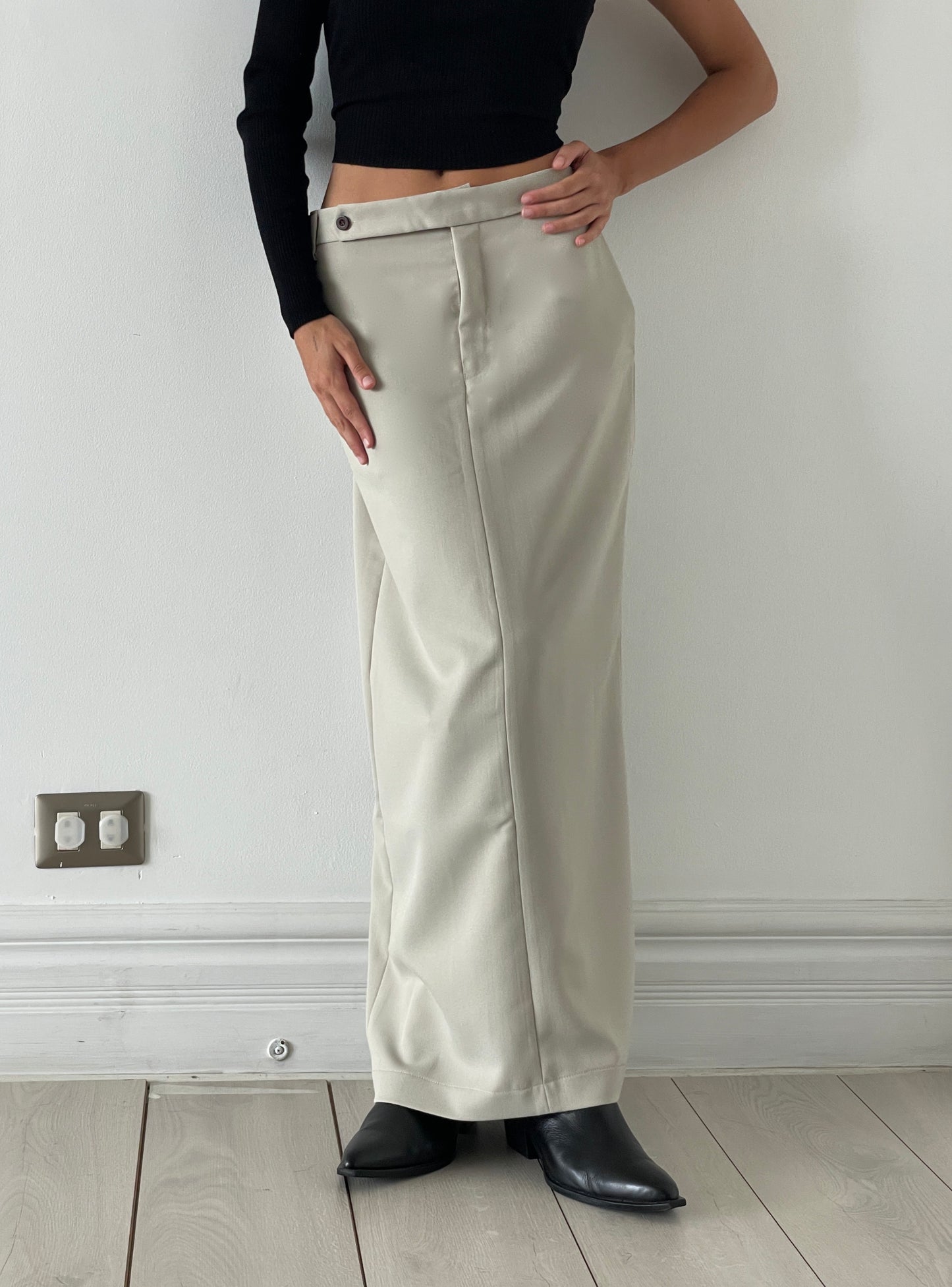 Tailored Maxi Skirt Marrón Beige