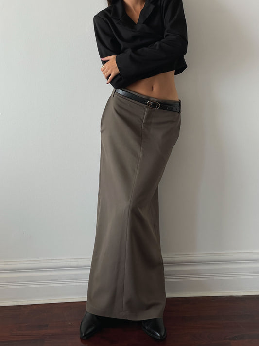Tailored Maxi Skirt Marrón
