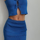 Knit Shimmer Blue Skirt