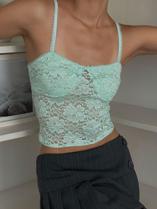 Water Green Lace Top